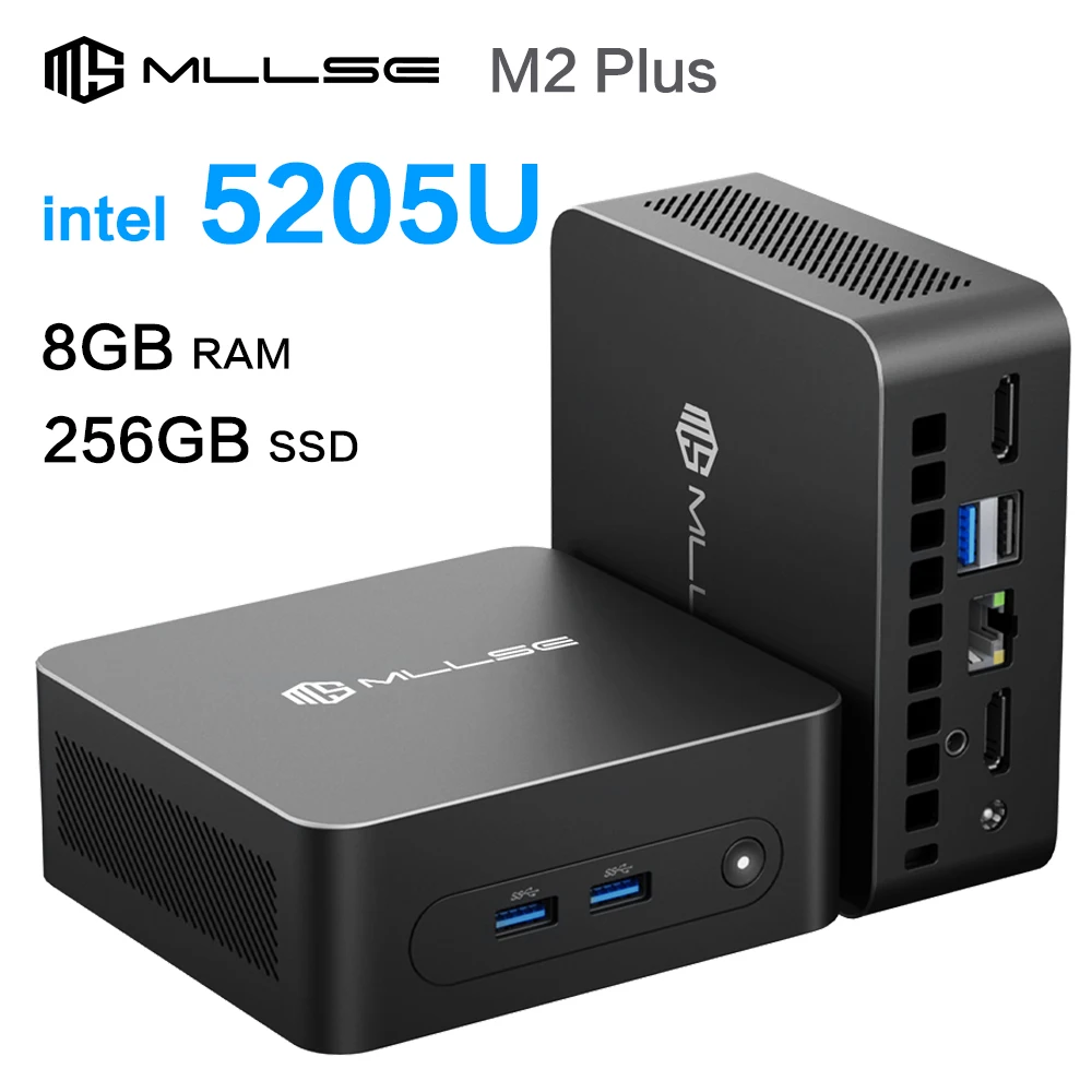 MLLSE M2 Plus Mini PC Intel Celeron 5205U procesador 8GB RAM 256GB SSD WiFi 5 BT4.2 Windows 11 Pro computadora de escritorio