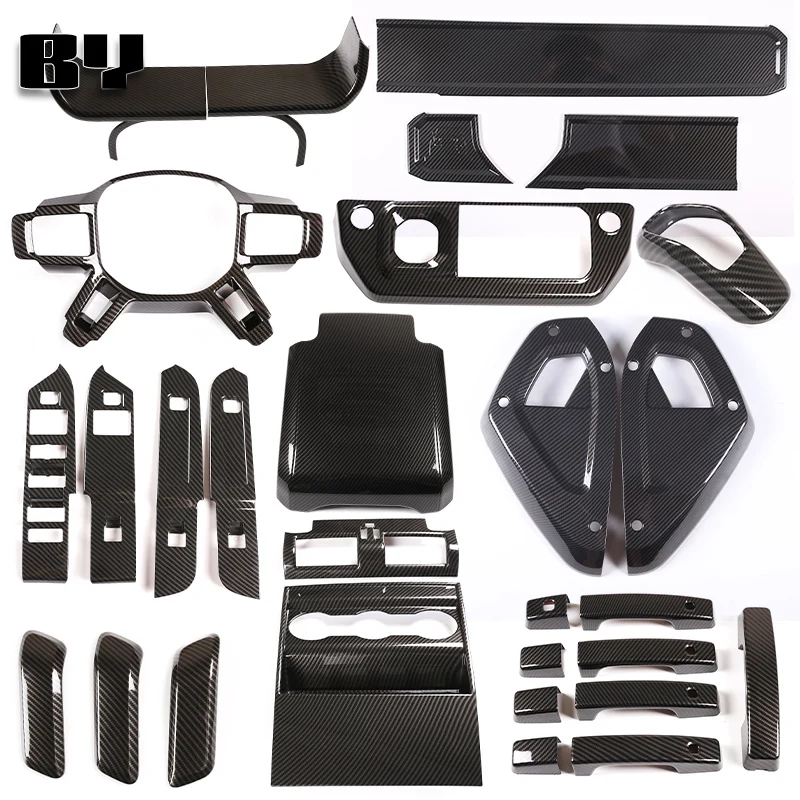 

Центральная консоль из углеродного волокна из АБС-пластика, панель переключения подъема рулевого колеса, стеклянная крышка переключателя для Land Rover Defender 110 2020-2024