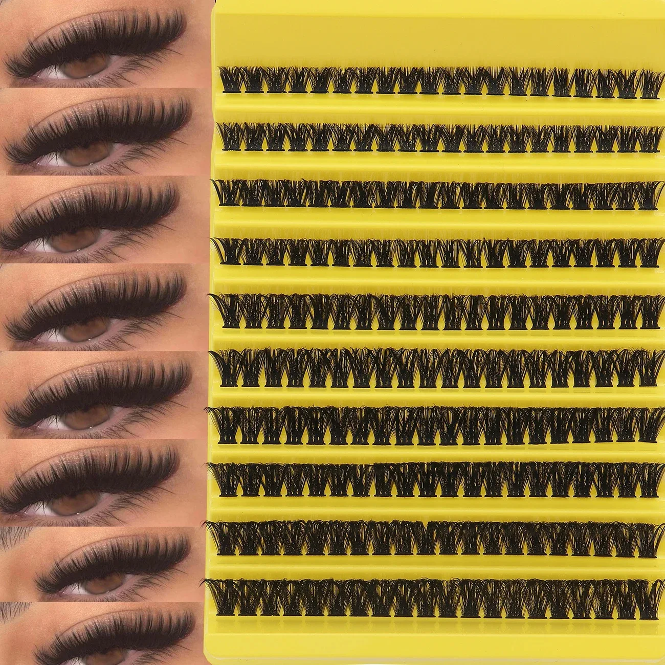 200 clusters of 80D40D yellow trays and pink trays, single-cluster DIY segmented European DIY false eyelashes