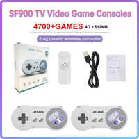 SF900 HD TV Video Game Console with 2.4G Dual Wireless Controllers HDMI-compatible Game Player Built-in 4700 Games for Sega Mega