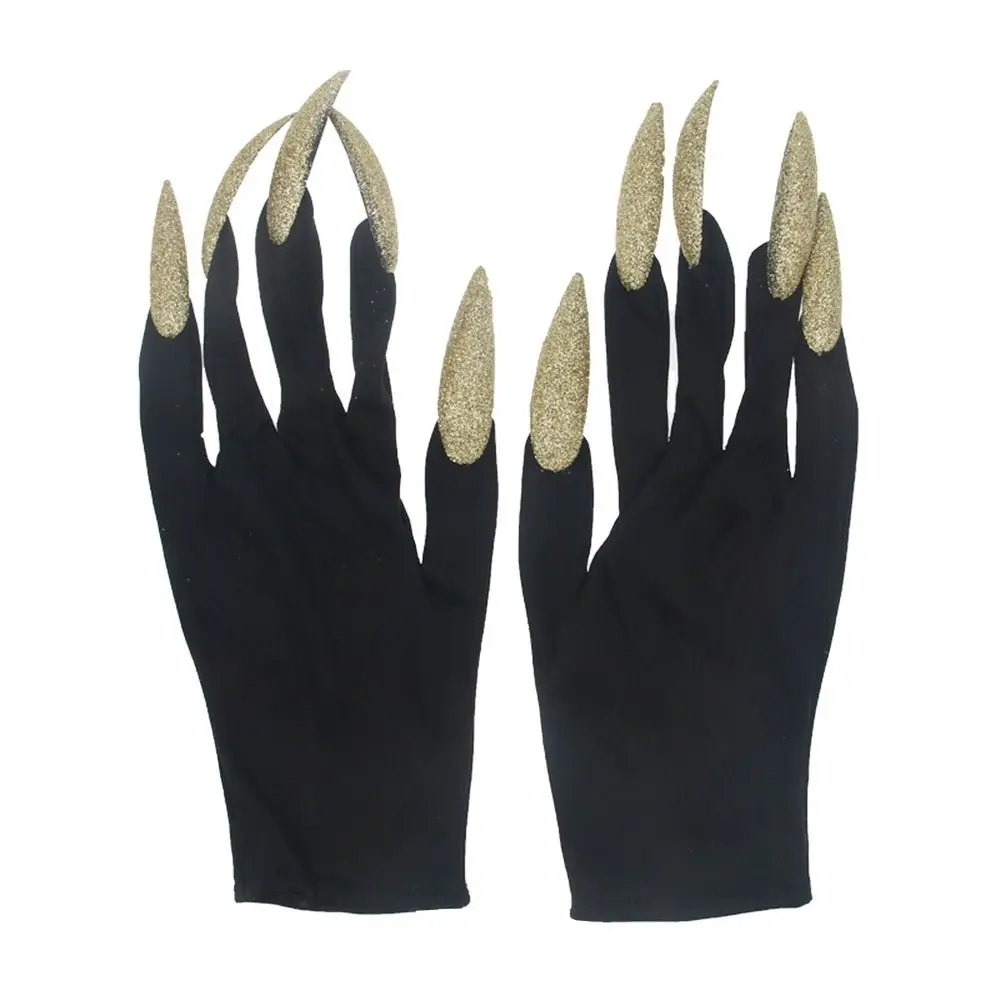 Halloween Gothic Long Nails Gloves Funny Festival Witch Cosplay Costume Party Scary Props Black Mittens Gloves With Claws