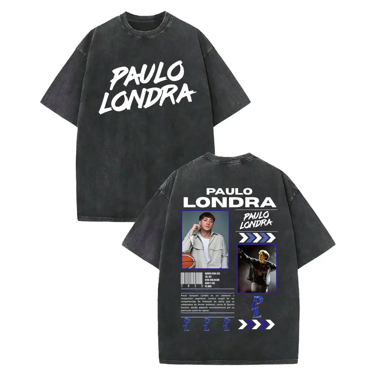 

Vintage Washed Rapper Paulo Londra Graphic T Shirts Fashion Hip Hop Short Sleeve T-shirt Men Women Clothing Oversized T-shirts