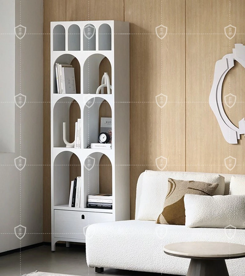 Nordic bookshelf display rack Roman arch bookshelf partition rack White French arch door porch cabinet