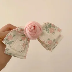 Fabric Rose Hair Clip Small Fragmented Flower Horse Tail Hair Clip Sweet and Cute Bow Headpiece