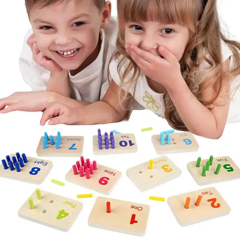 TEMIKIDS Montessori Wooden Counting Peg Board Preschool Toys Math And Numbers Educational Learning