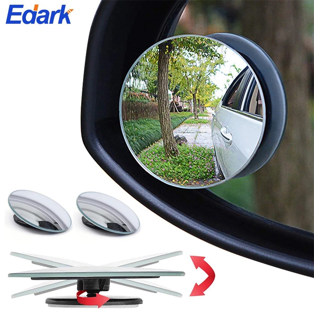 2 Pcs 360D Adjustable Car Rearview Convex Mirror for Car Reverse Wide Angle Vehicle Parking Rimless Mirrors HD Blind Spot Mirror