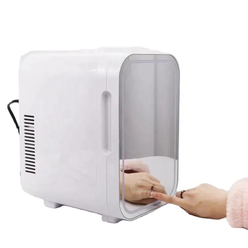 ثلاجة صغيرة لمستحضرات التجميل سعة 8 لتر مع ضوء LED، تيار مستمر، تستخدم في مبرد السيارة المحمول والثلاجة لتخزين المرآة
