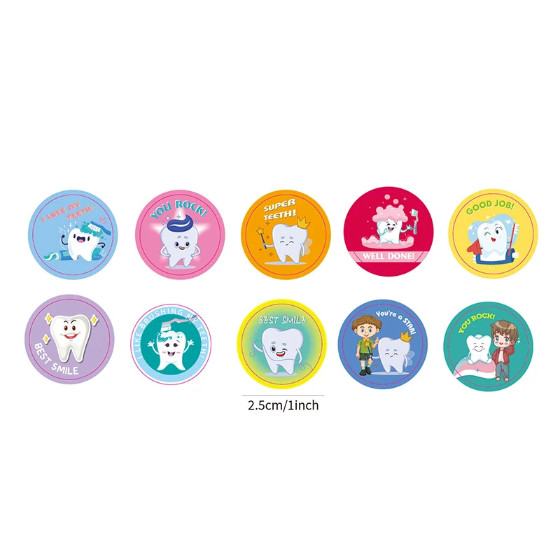 For Kids Students Graffiti Laptop Stationery Cute Sticker Dental Clinic Gifts 500 Sheets/roll Protect Teeth Cartoon Stickers
