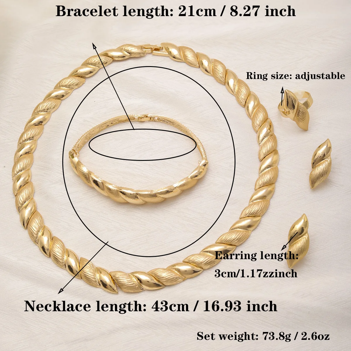 Fashion Dubai Jewelry Sets for Woman 18K Gold Plated Necklace Earrings Bracelet Ring Jewelry African Nigerian Wedding Party - view 6