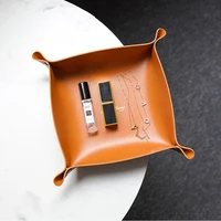 Plateau de rangement en cuir de Style nordique, organisateur de bureau pour clés, bijoux, boîte de rangement de cosmétiques, organisateur pliant, décoration de la maison 1