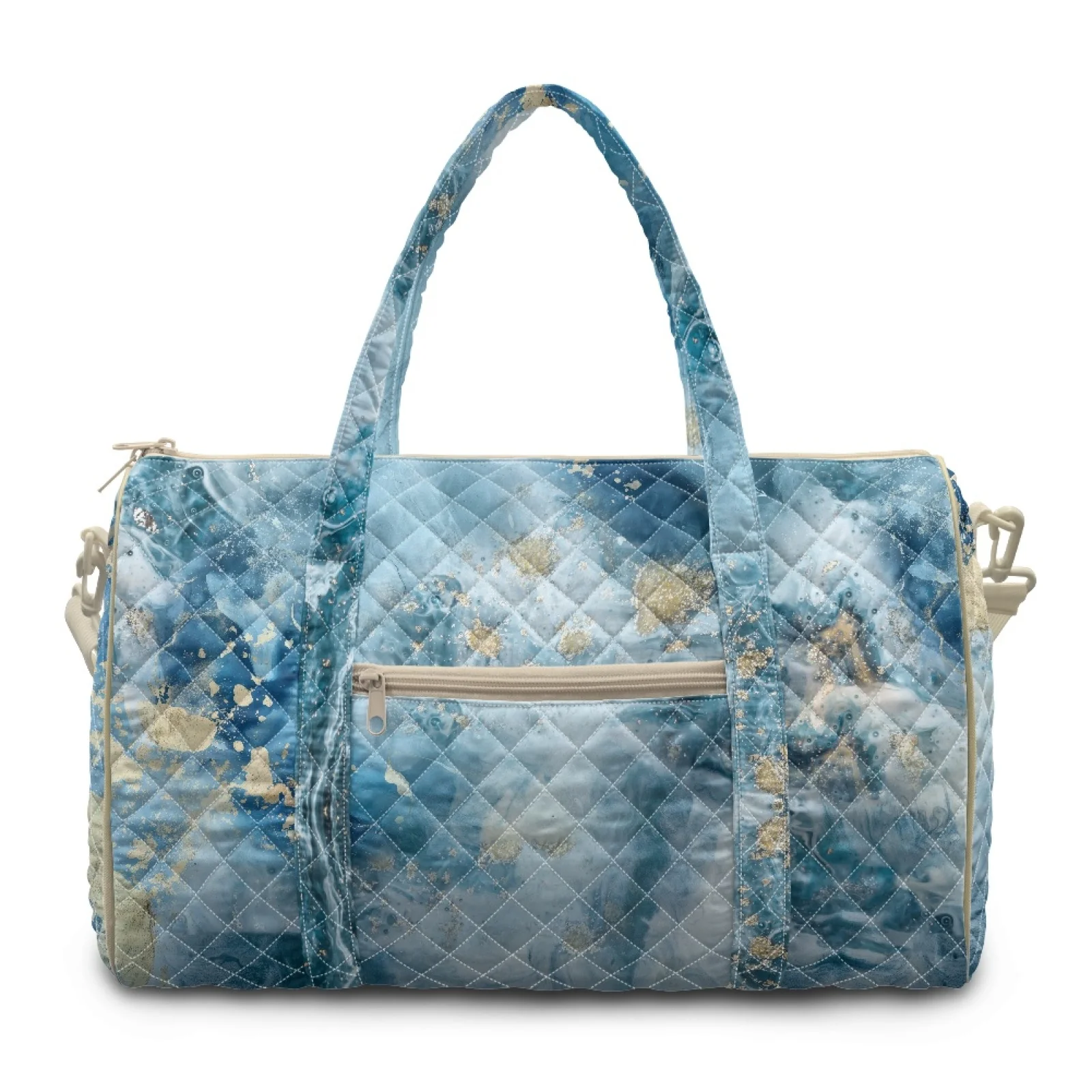 Coloranimal Marble New Trend Adjustable Strap Quilted Luggage Bag for Vacation Polyester Quilted Tote Bag