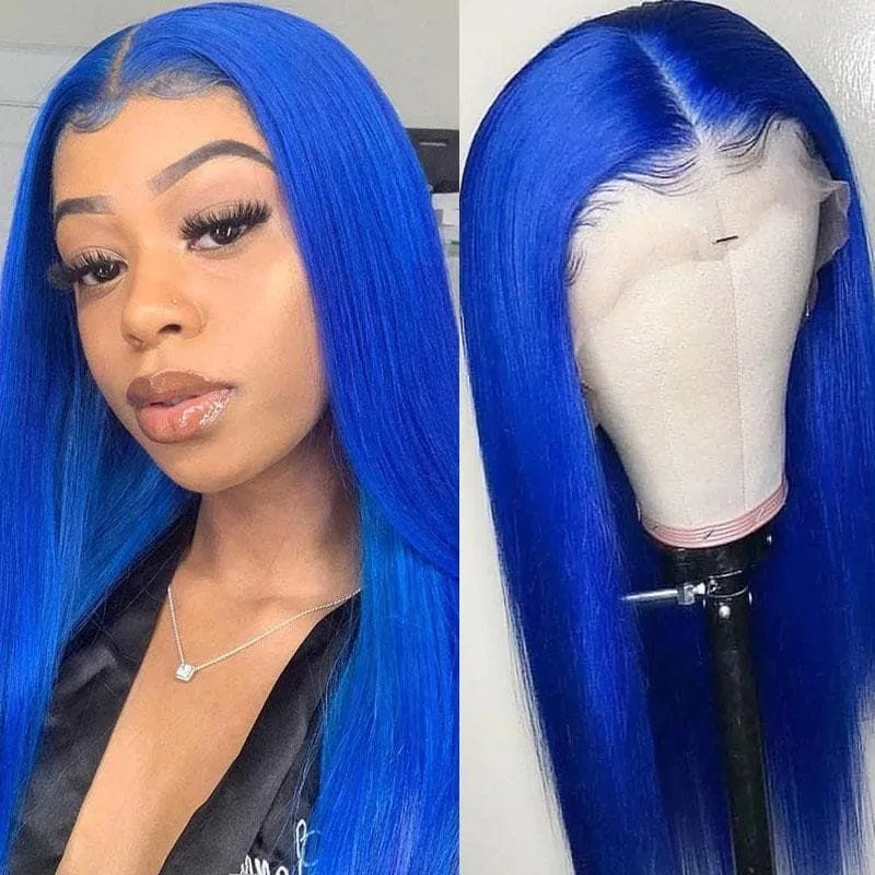 RDY Royal Blue Wig Long Straight Synthetic Lace Front Wig Glueless Natural Hairline Bright Colored Hair Frontal Wigs for Women