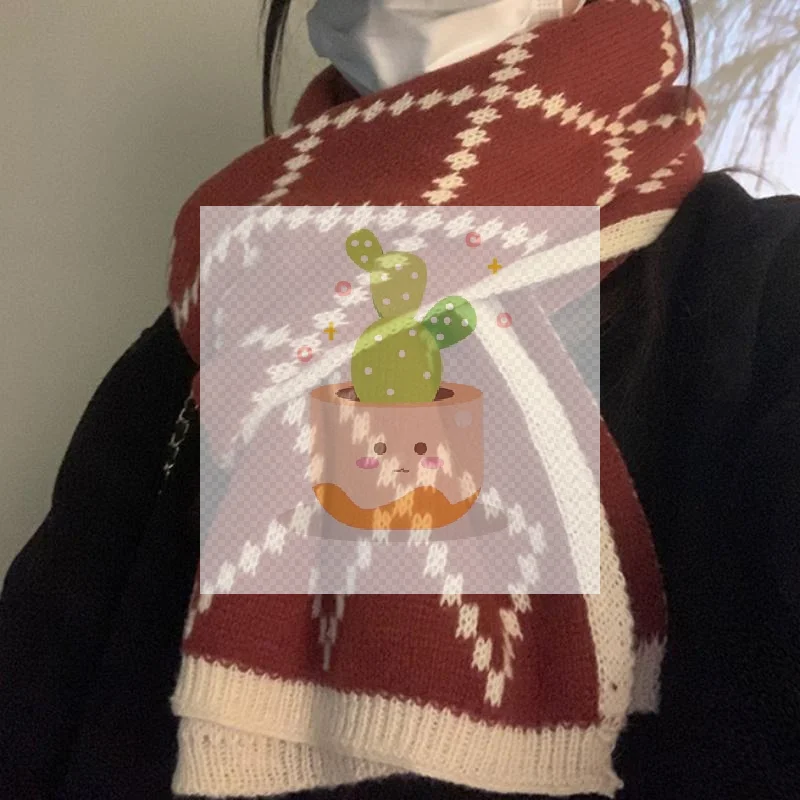 Syal Natal Rusa Salju yang Modis, Syal Hangat, Syal Merah, Hadiah Natal untuk Pasangan Pelajar, Syal Pelindung Leher Hangat Musim Dingin