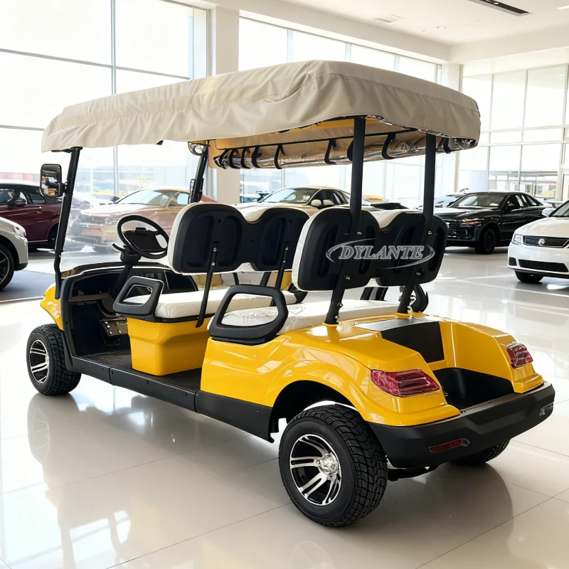الكلاسيكية الفاخرة 48 فولت 5kw 120ah بطارية ليثيوم هيكل الذراع المزدوج 4 مقاعد نادي الصيد سيارة عربة جولف كهربائية #2
