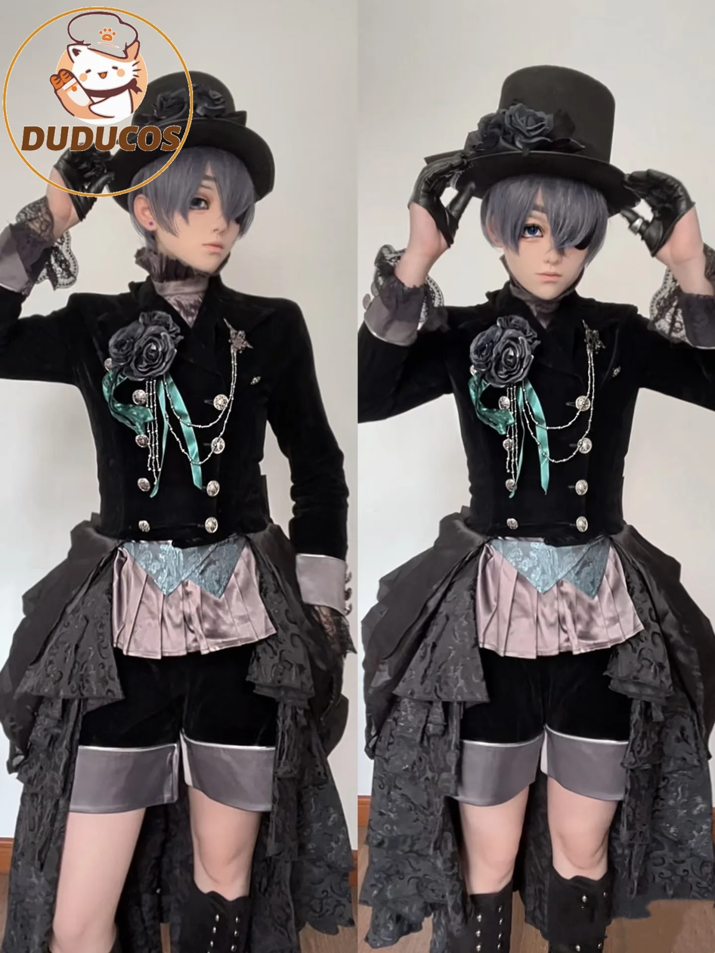 AUF LAGER Ciel Phantomhive Cosplay Kostüm Anime DUDU-SR Ciel Black Rose Kostüm Männer Cosplay Halloween