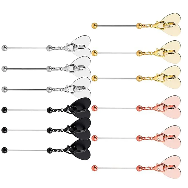 CQMF-Framendino,12-Pack Beadable Cup Charms With Metal Heart-Shaped Sticker Accessories For DIY Tumbler Glass Decoration Mix-Col
