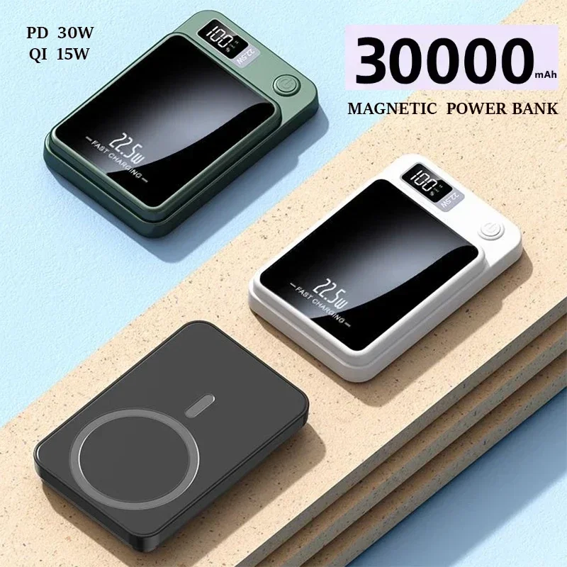 

10000mAh Portable Macsafe Magnetic Power Bank Fast Wireless Charger For iphone 12 13 14 Pro Max External Auxiliary Battery Pack