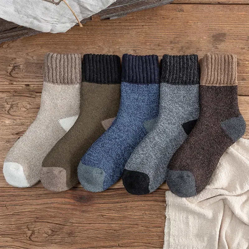 Thick Warm Wool Winter Sock For Men Wool Cotton Sock Comfortable Soft Middle Tube Funny Vintage Breathability Socks