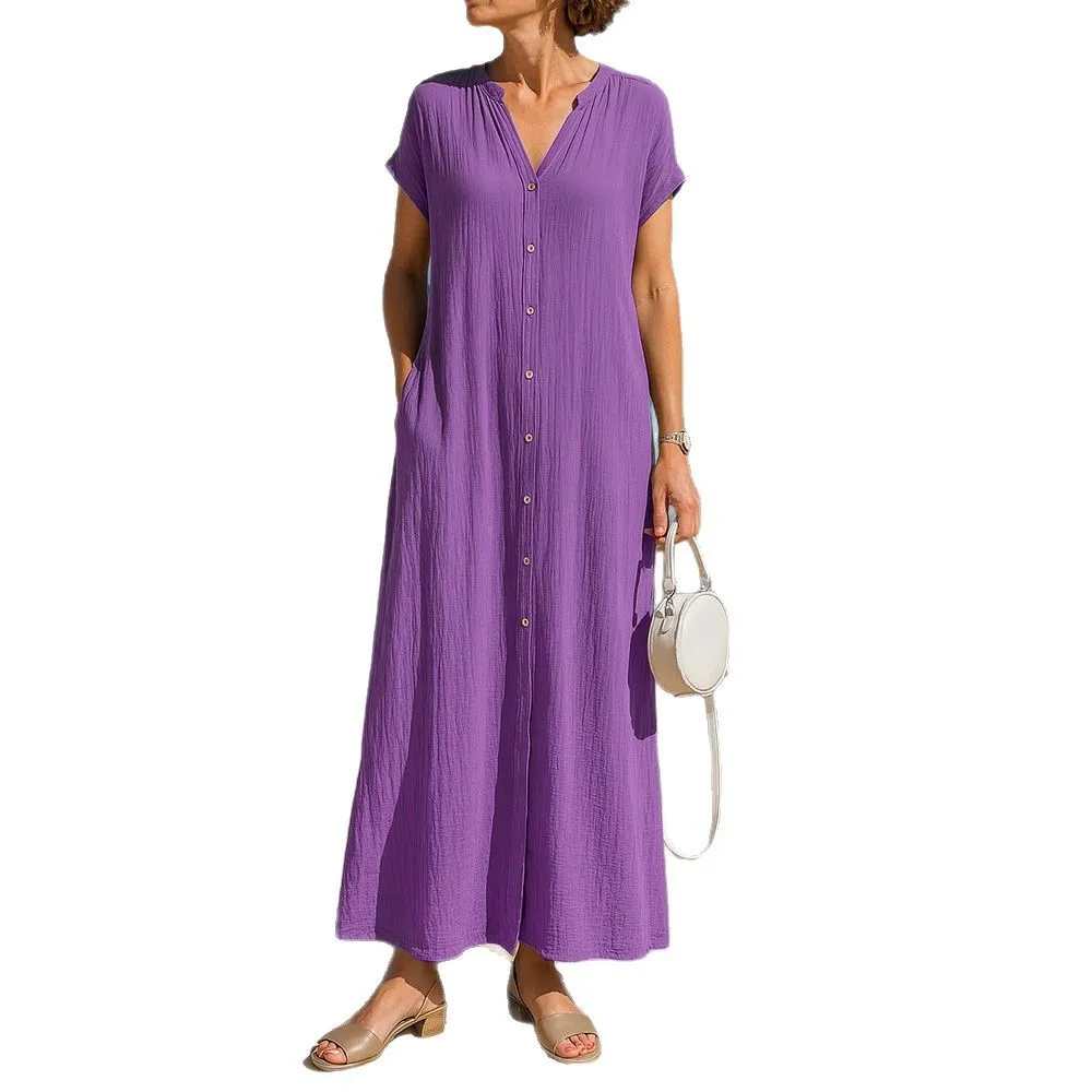 Vestidos de manga curta feminina verão moda solta encaixe camisa vestido longo para mulher sexy vestido playa elegante