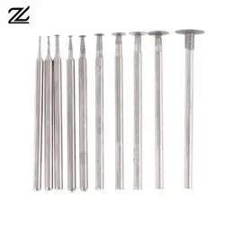 10 Sizes Grinding Bit Dremel Accessory 2.35mm Ultra-Thin T Head Shank Diamond Mounted Point Stone Jade Carve Polish Engrave Tool