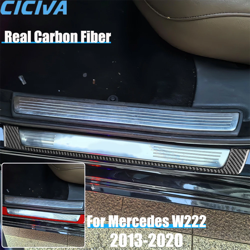 حقيقي ألياف الكربون اكسسوارات السيارات عتبة الباب غطاء إطاري ملصق لمرسيدس بنز W222 S-Class/مايباخ 13 14 15 16 17 18 19 2020