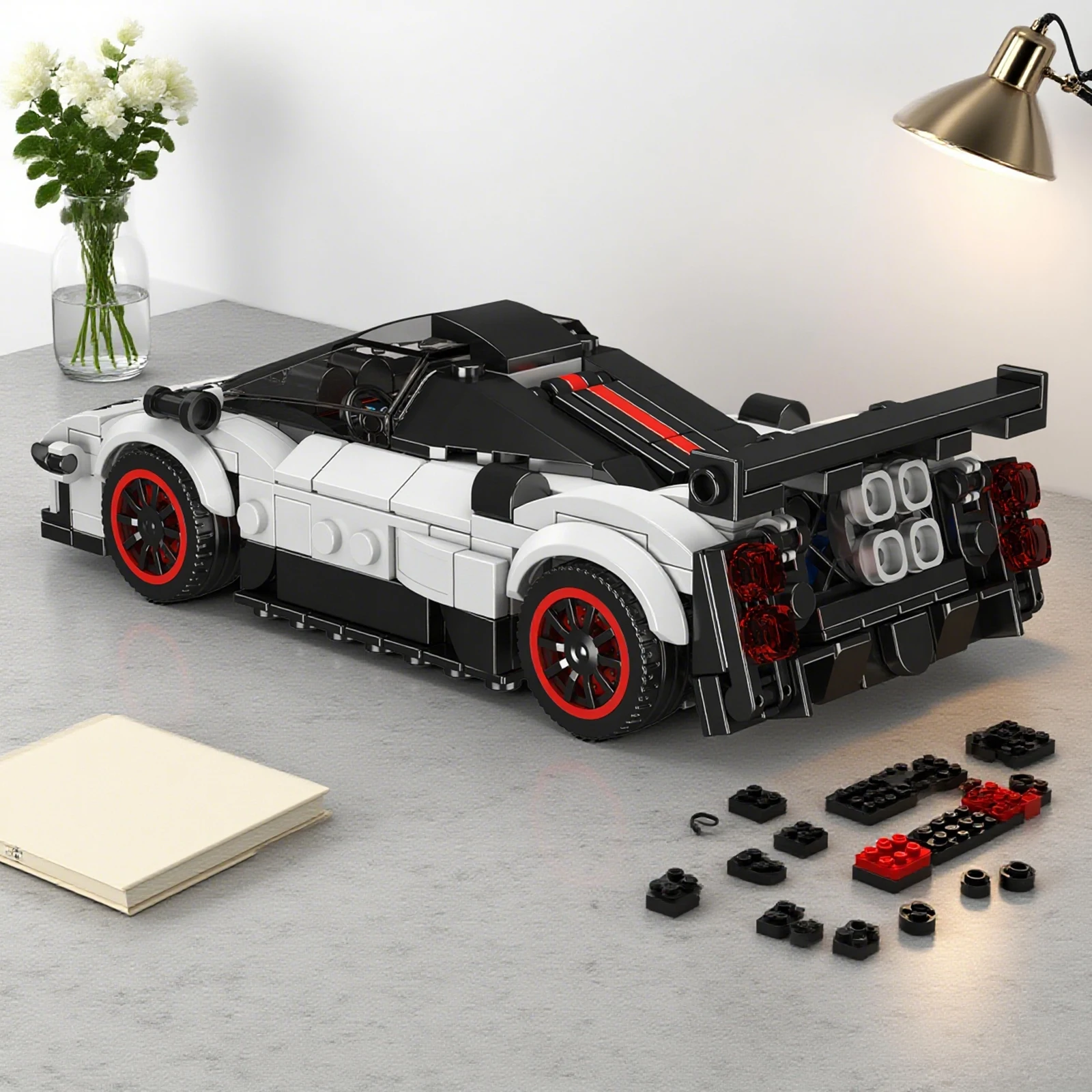 Mini bloques de construcción de la serie de coches famosos, Kit de modelo de ensamblaje de gránulos pequeños para niños y adultos, colección de regalos de juguete DIY creativo