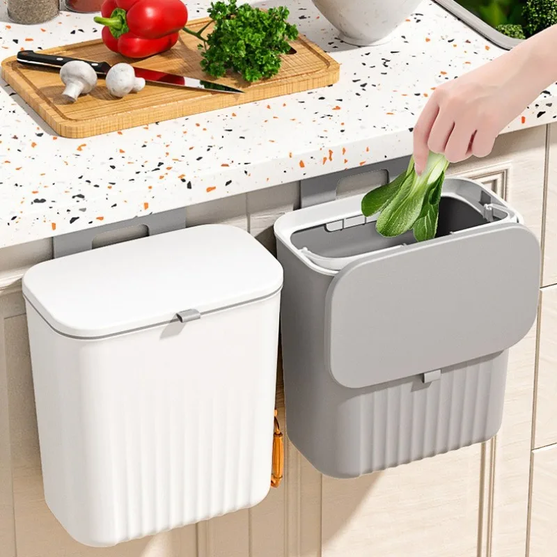High-value Household Toilet Bathroom Living Room Office Large-capacity Flip-top Waste Basket Wall-mounted Waste Basket Kitchen
