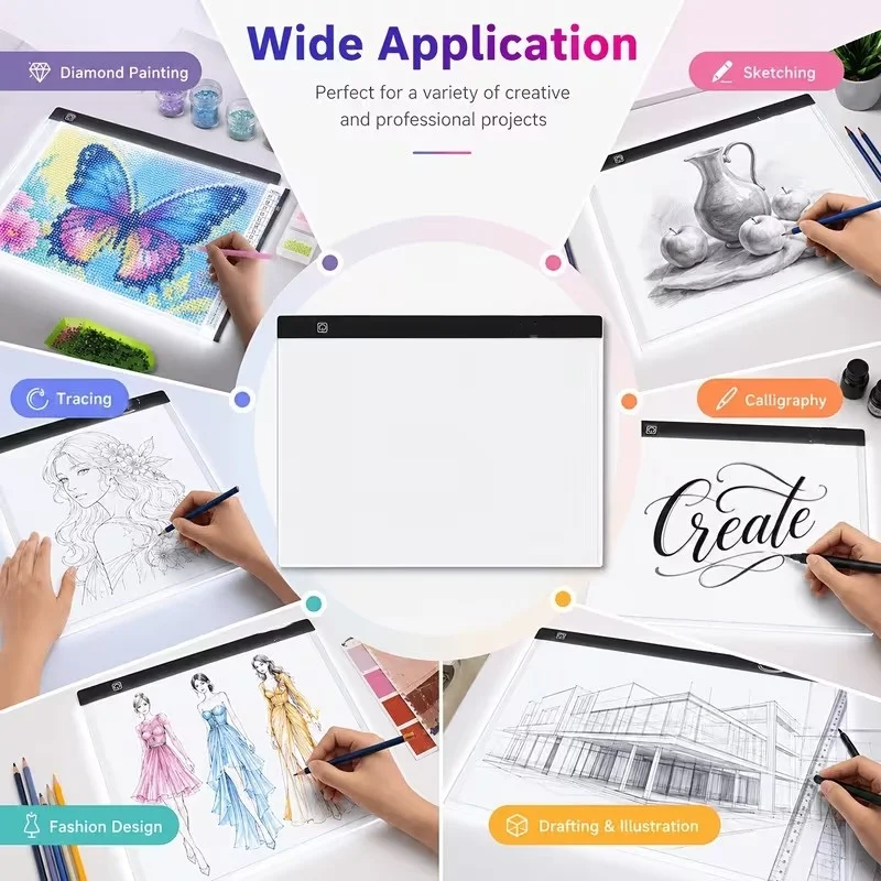 A3 Led Drawing Copy Pad 3 Level Dimmable Board Table Animation Painting Educational Toys Gift Adjustable Light Notepad For Kids