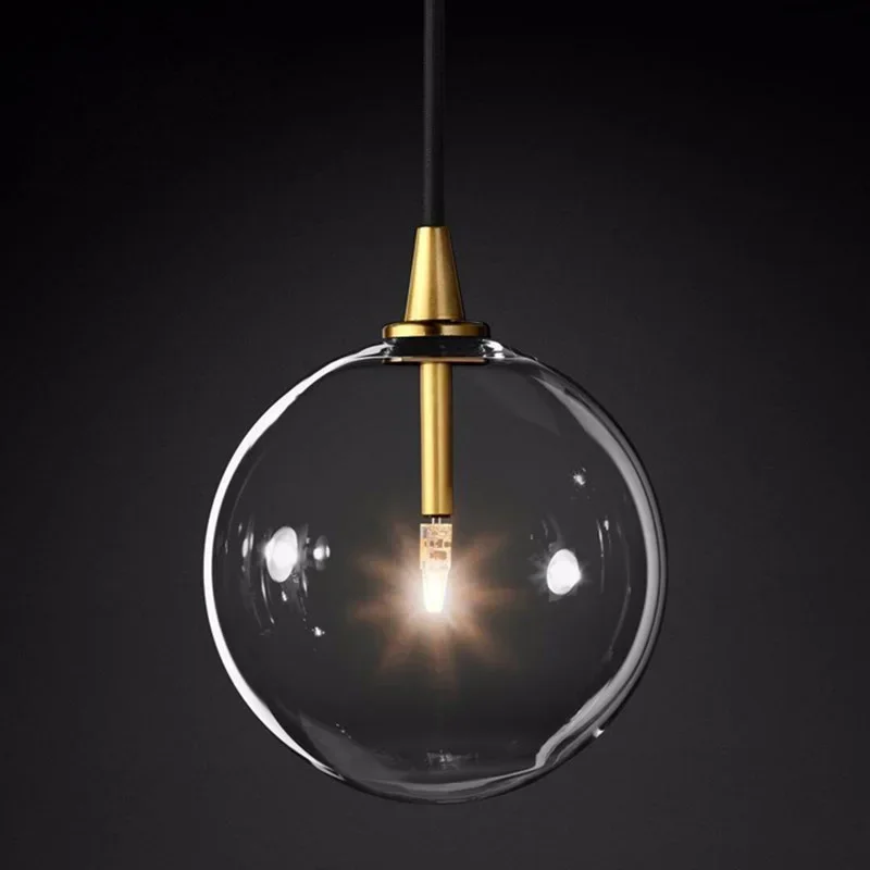 الحديثة الأمريكية الرجعية الزجاج الشفاف G4 قلادة مصباح الكرة فندق مصباح مطعم بار السرير قلادة الإضاءة