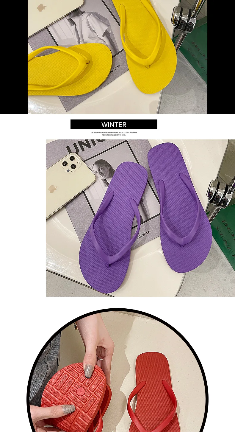 Women's Flats Flip Flops Non-Slip Summer New Casual Beach Women's Sandals Household Daily Fashion Comfortable Women's Slippers