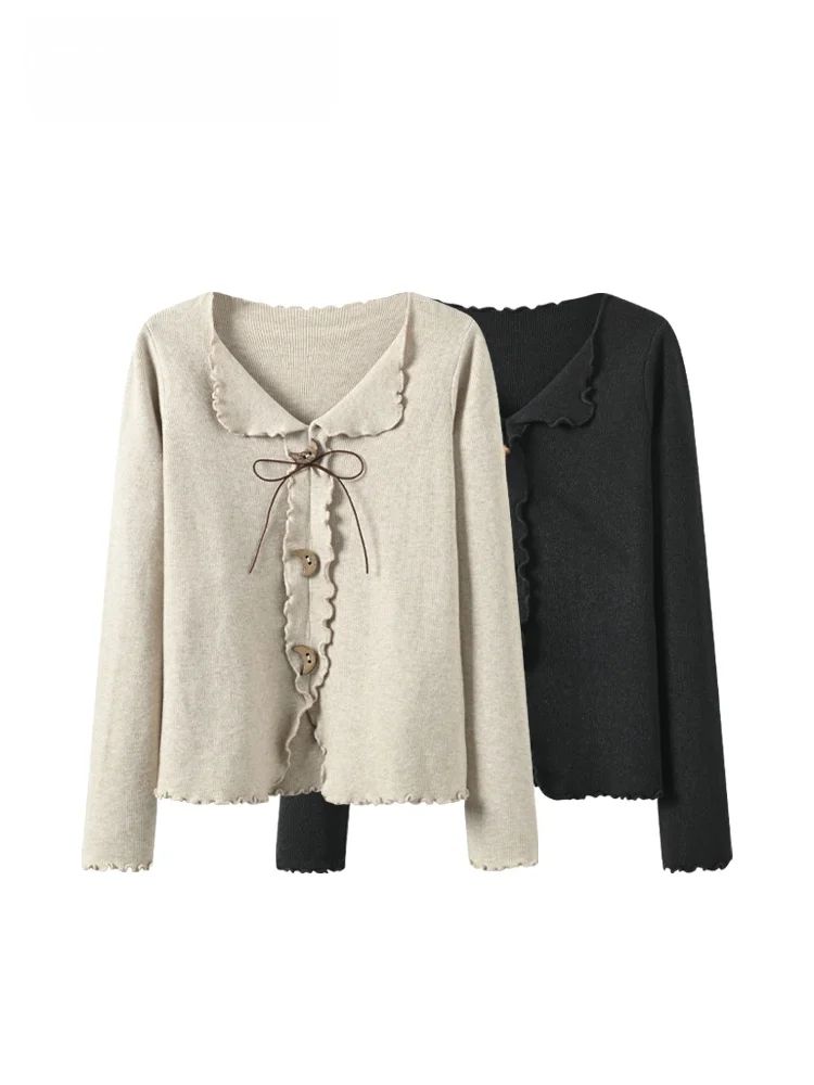 

plus Size Knitwear V-Ne Long Sve Casual Top for Women Autumn Faion Slimming Youthful French Sle Polyester Fiber