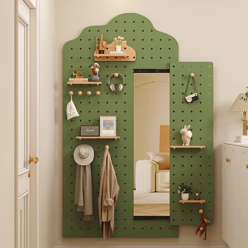 

Hole plate full-length mirror integrated invisible sliding mirror entrance porch shelf modeling wall display