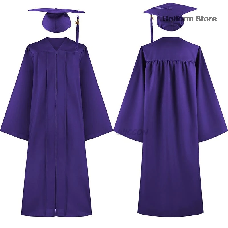 Adult Graduation Gown Cap Set Zip Closure University Academic Graduation Gown Robe Mortarboard Cap Graduation Gown Robe