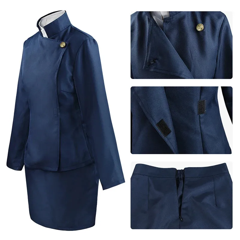 

New 2025 Anime Jujutsu Kaisen Zenin Maki Cosplay Costume Wig Top Skirt Glasses Full Sets Halloween Part ★AA9X