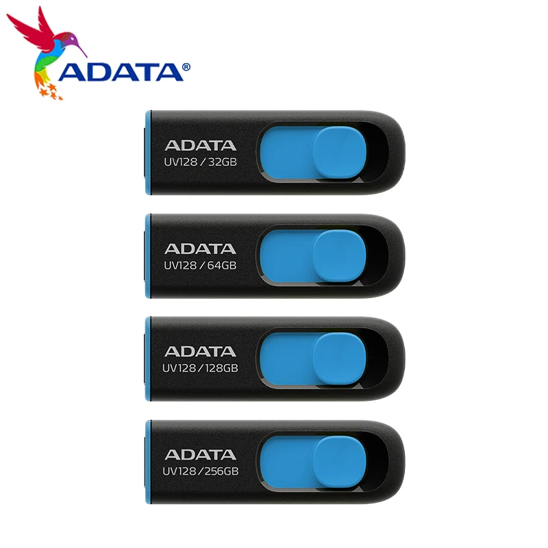 

ADATA UV128 USB 3.2 флэш-накопитель 32 ГБ 64 ГБ 128 ГБ 256 ГБ до 100 Мбит/с, оригинальный флэш-накопитель U для компьютера