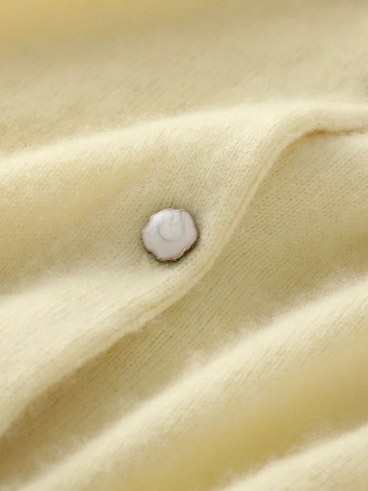 Addonee outono inverno feminino o-pescoço cardigan 100% camisola de caxemira senhora do escritório estilo simples camisola casaco cashmere malhas topos