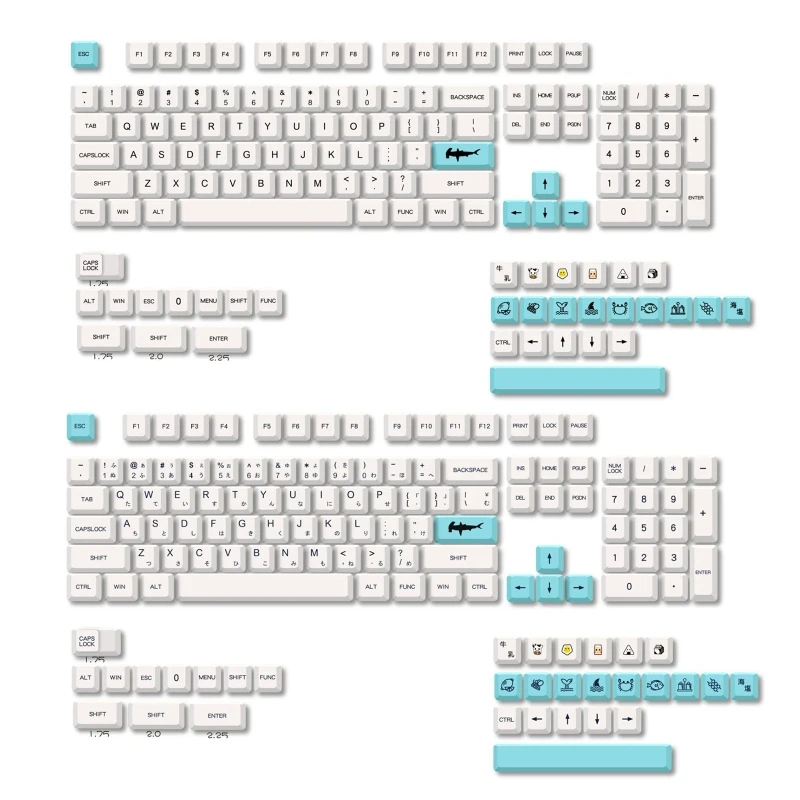 652F 135 Keys for Fresh Design Sea Salt for Key Cap PBT Dye Subbed Keycap XDA Profile for Key Cover for Mechanical Keyboard G