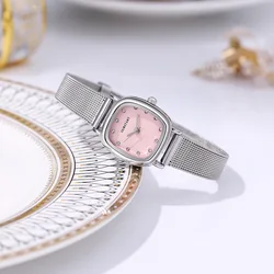 Stainless Steel Bracelet Watch Women Fashion Minimalist Temperament Watches Small Square Quartz Wristwatch Relojes Para Mujer