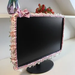 17-30INCH Lace Fabric Door Curtain TV Circle Can Be Flipped Dust Cover Monitor Screen Home Decorations Dust Cover With Elastic