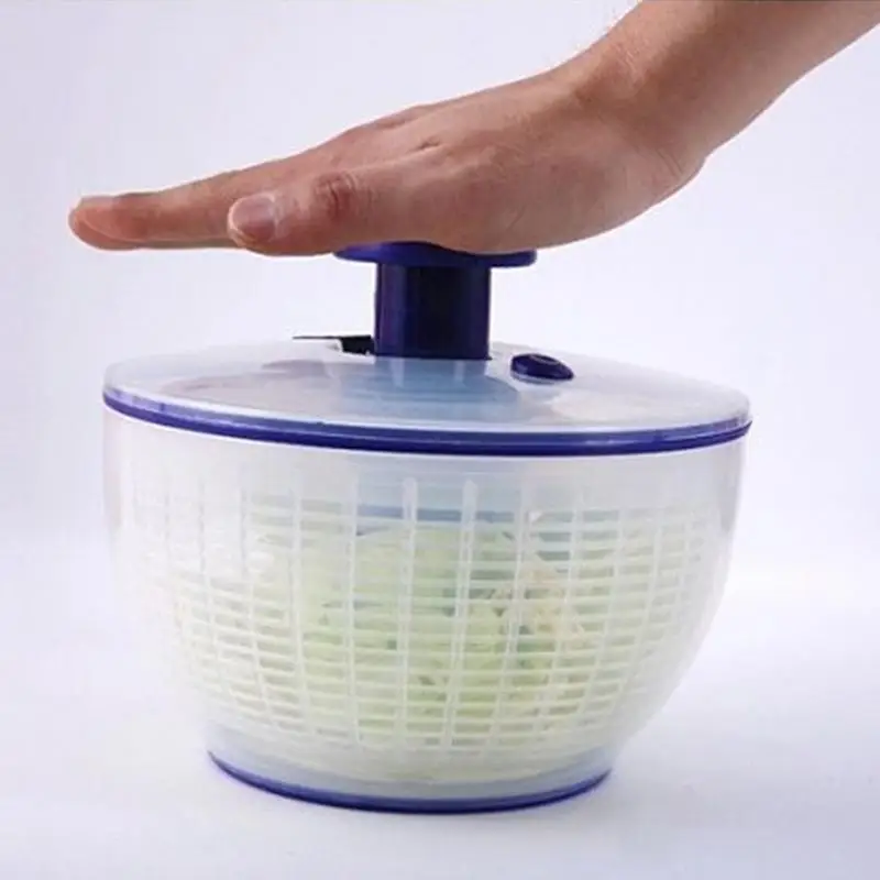 Lettuce Spinner Salad Spinner Cleaner Manual Wash Drain Basket Portable Press Type Salad Spinner Vegetables Wash Bowl