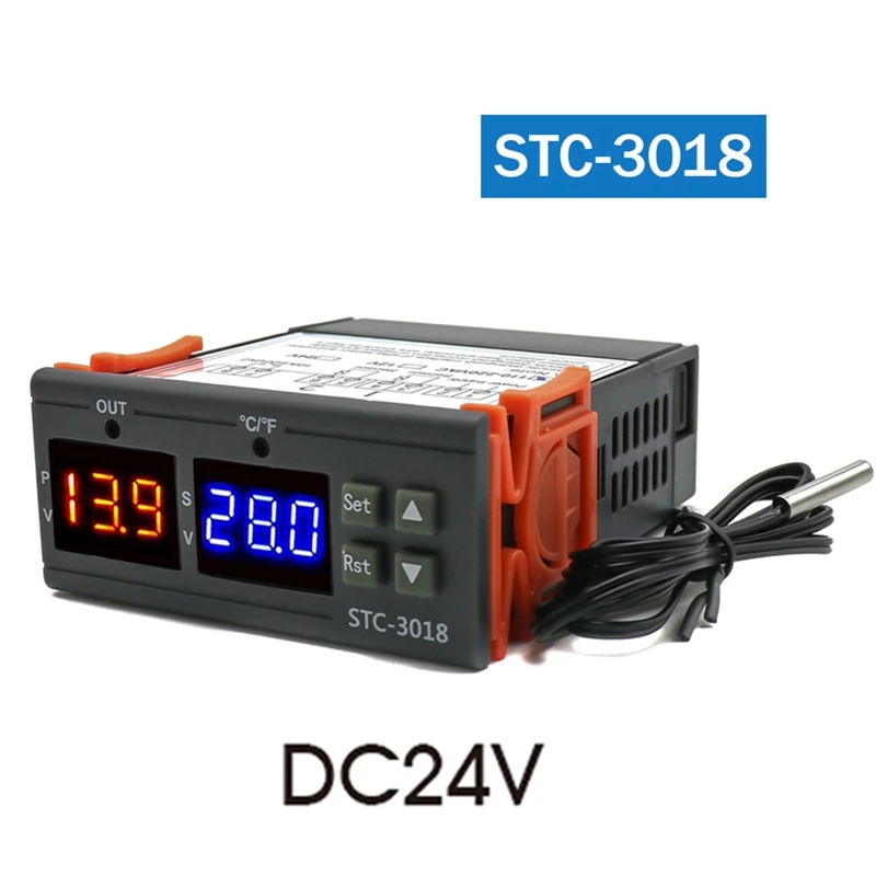 STC-3018 Dual Digital Temperature Controller รีเลย์เอาต์พุต Thermoregulator Thermostat พร้อมเครื่องทําความร้อน Cooler 24V