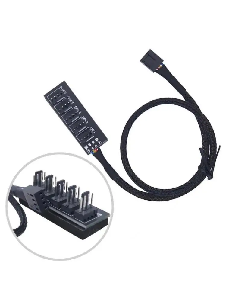 

PWM Fan Adapter 5 Way Splitter for 4Pin Computer Motherboards Fan Controller