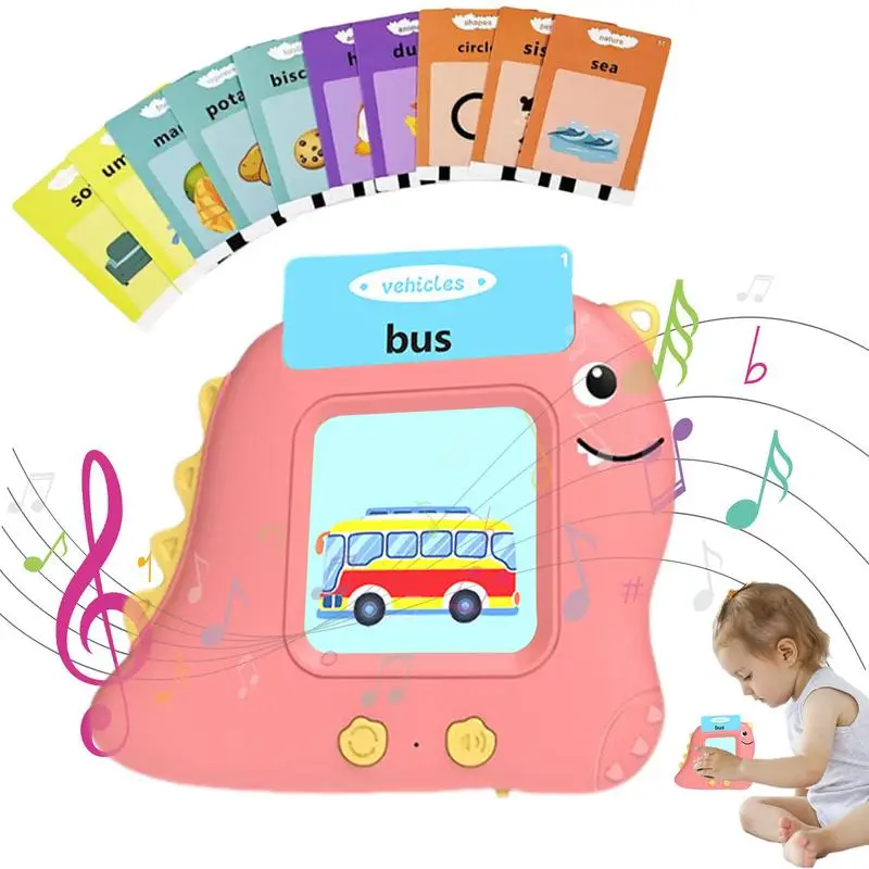 Talking Flash Cards Learning Toys Dinosaur Audible Talking Cards Machine Flash Cards USB Rechargeable Learning Toys Preschool