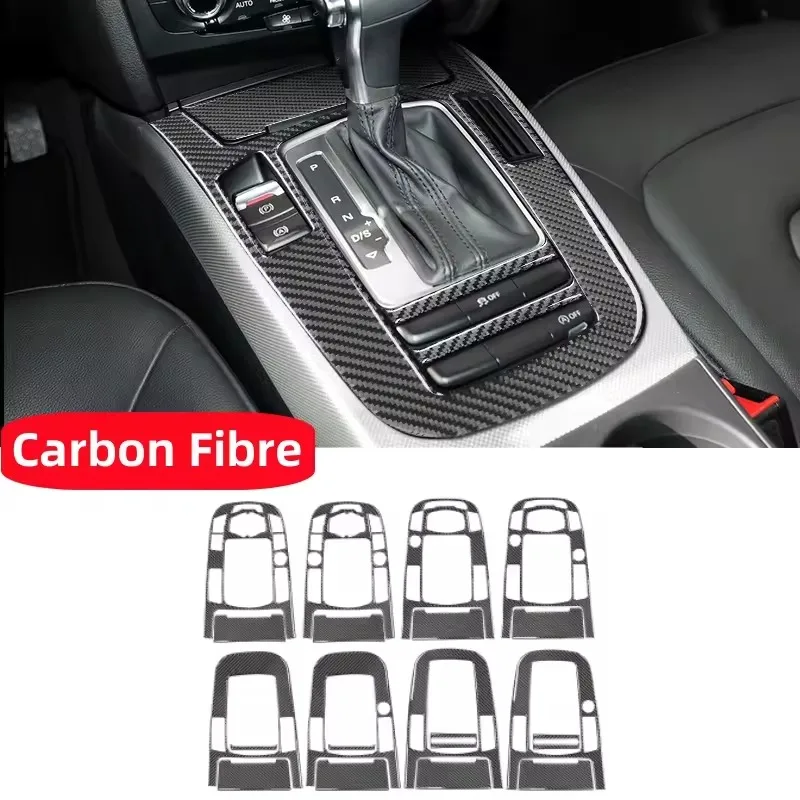For Audi A4 B8 A5 Q5 2009-2018 Interior Accessories Carbon Fiber Car Console Gear Shift Panel Decoration Cover Trim Sticker - view 3