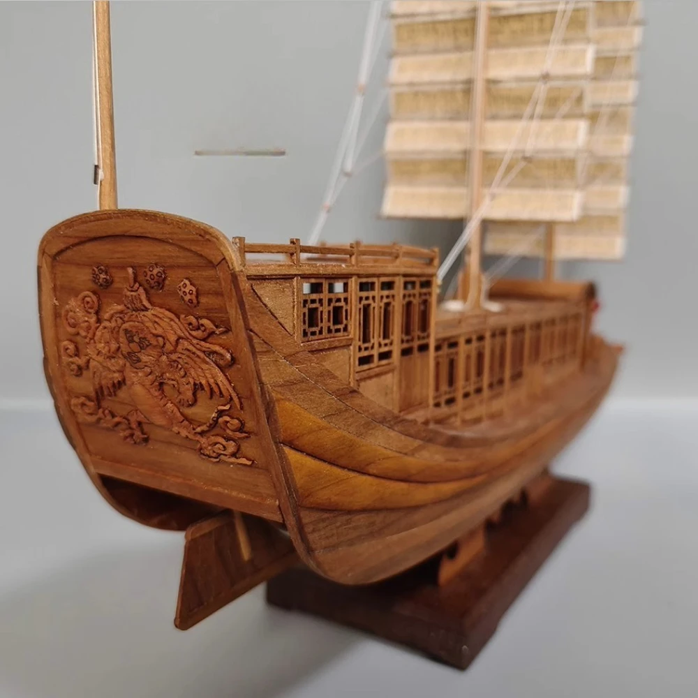 1:40 Chinese Sailboat Model KIT Edition Sakura Wood Chinese Official Boat Set High Precision Collectible Wooden Boat Model Toys