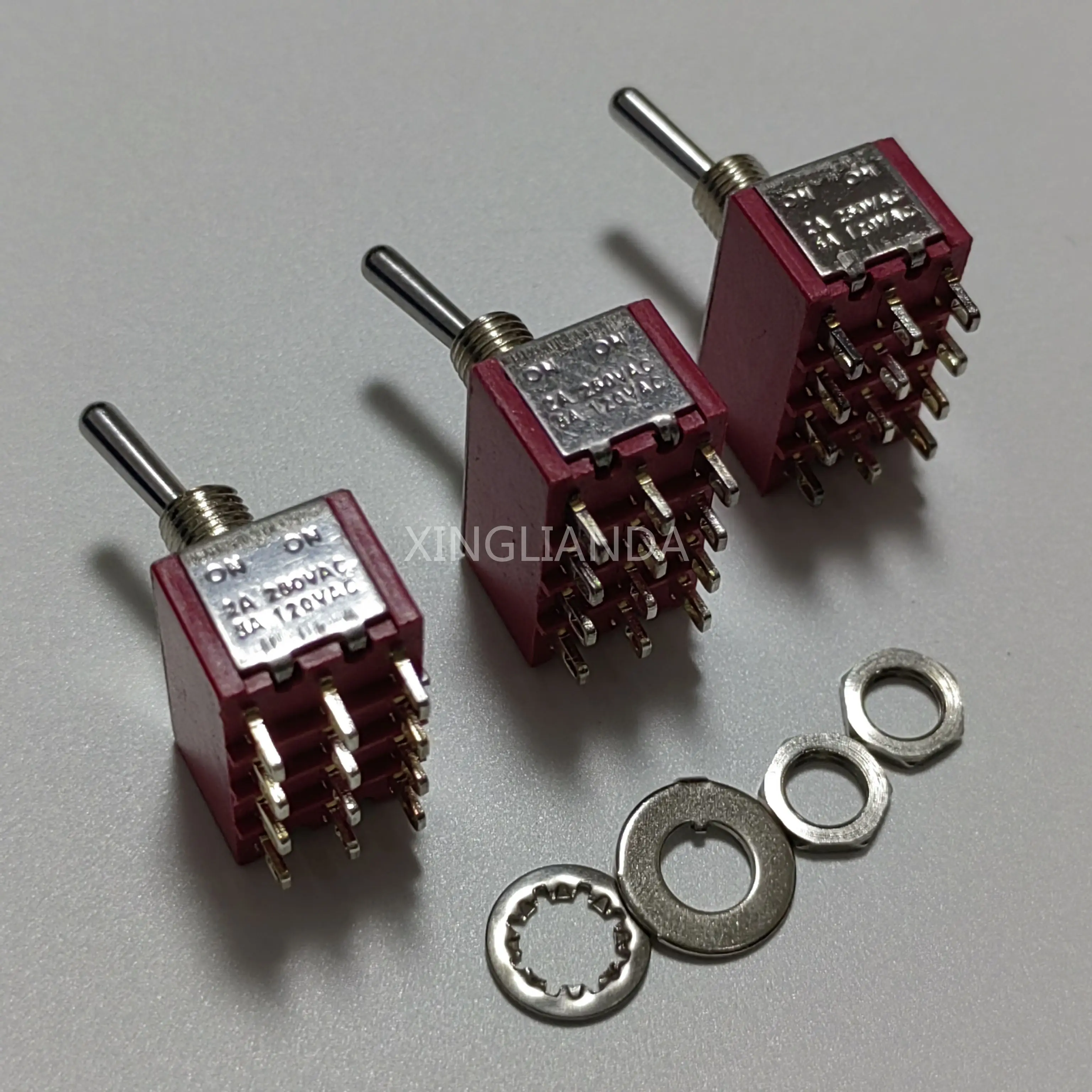 MTS-402 6mm Toggle Switch Single Pole Double Throw SPDT ON-ON 120VAC 6A 1/4 Inch Mounting 13*22MM (MTS402) 2Positions 12Pins