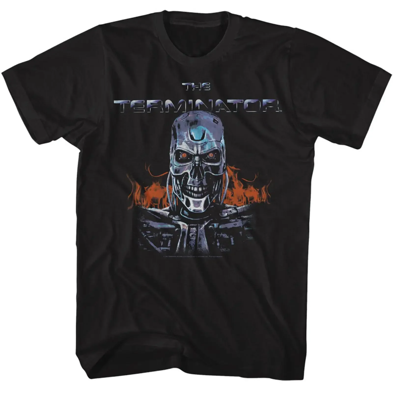 Terminator Movie T 800 Bust In Flames Red Eyes Men's Shirt vintage Washed fashion designer clothes graphic Breathable Unisex