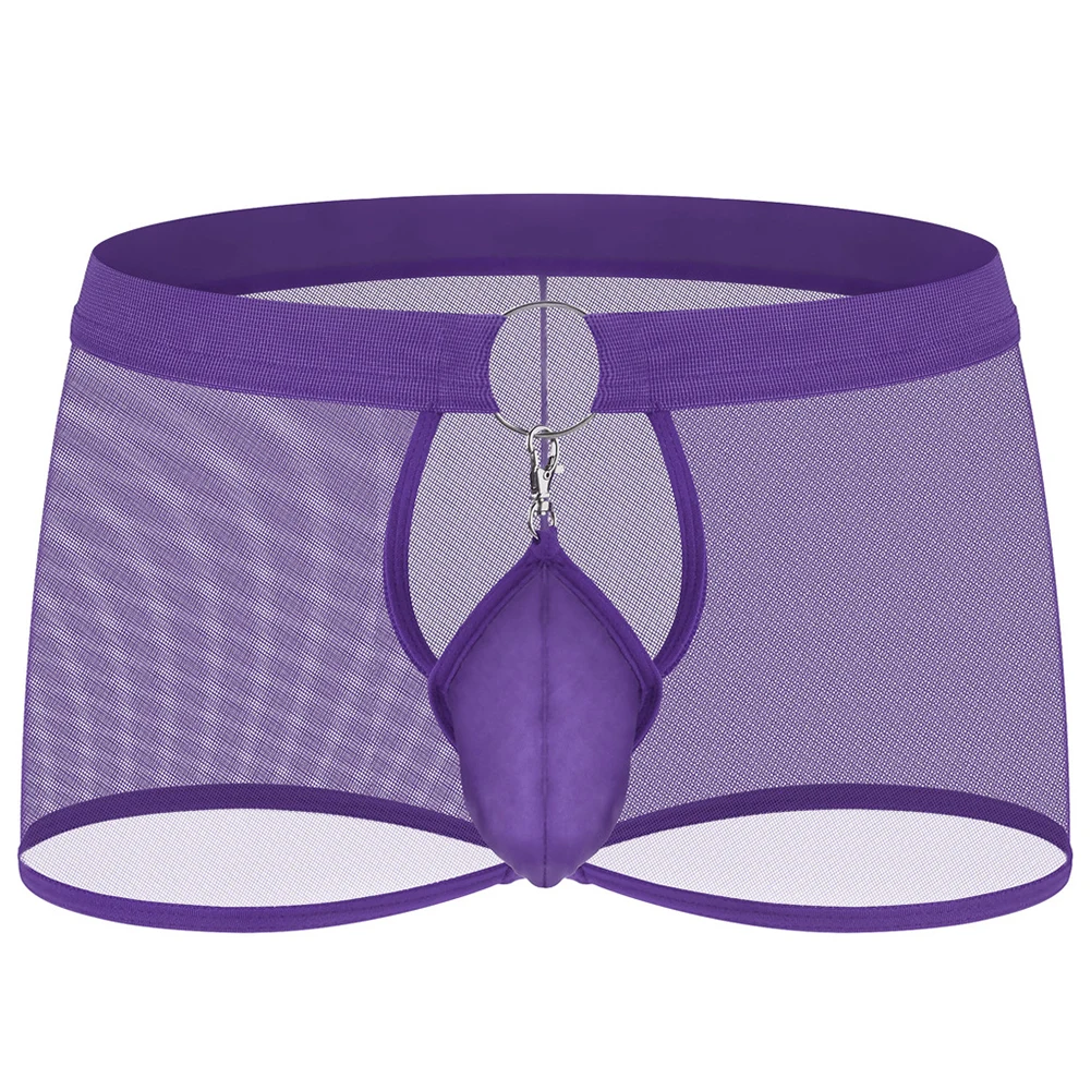 الملاكم ملخصات الرجال الملابس الداخلية اليومية خفيفة الوزن الملابس الداخلية شبكة سراويل الحقيبة انظر من خلال مثير السراويل الصلبة الأزياء