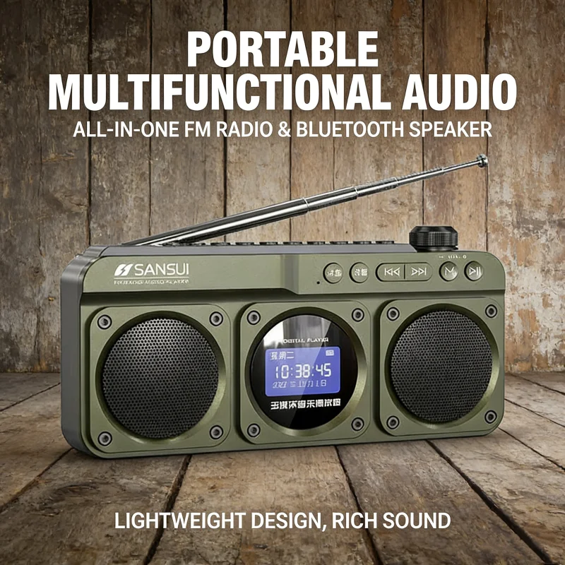 

SANSUI F28 FM Radio Digital MP3 Player with LCD Screen Recording Function Long Battery Life Stereo Sound for Travel