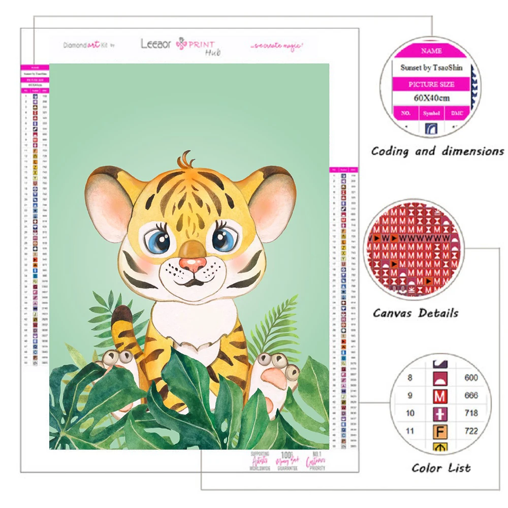 5D Diamond Painting Baby Jungle Animal Art Cross Stitch Kit Full Round/Square Diamond Embroidery Mosaic Art Home Decor Gifts